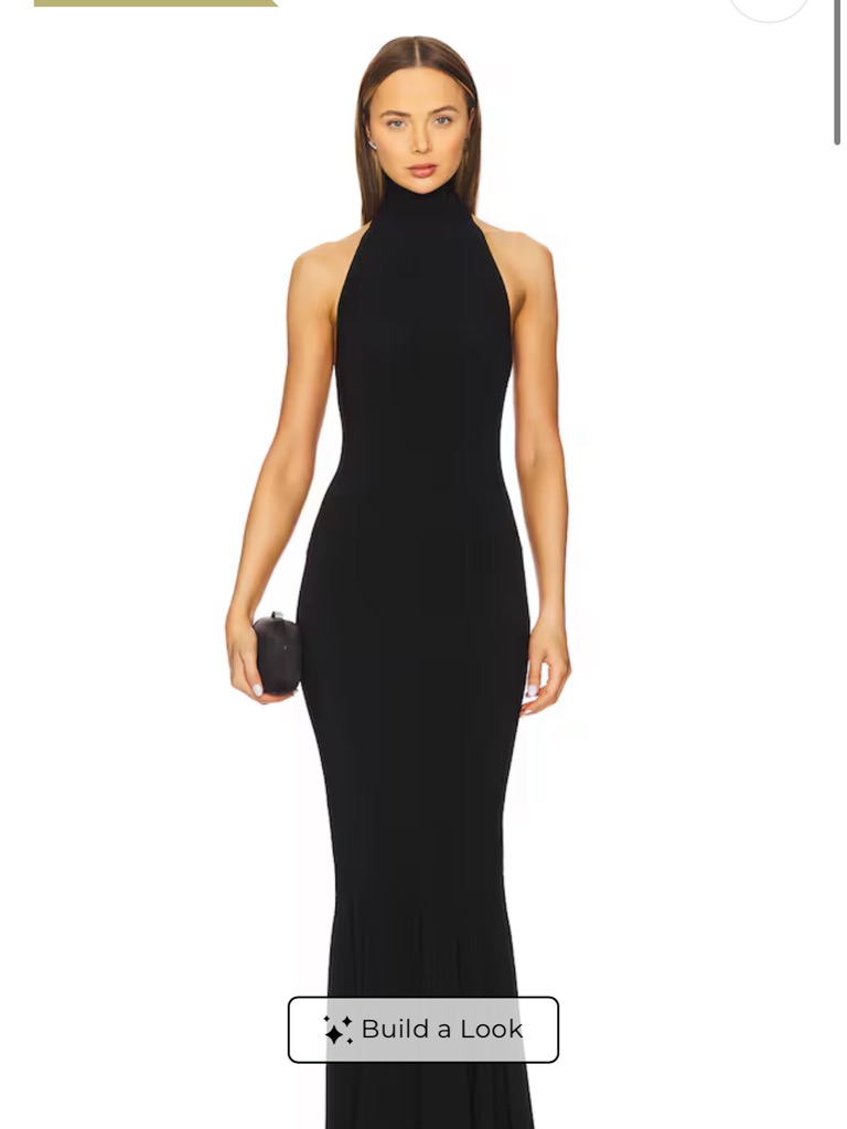 Norma Kamali Black Draped Halter Midi Dress